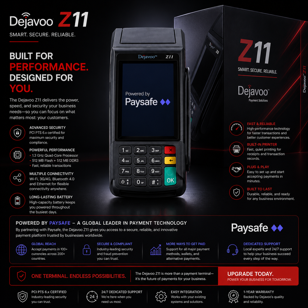Dejavoo Z11 Tri-Comm Countertop Payment Terminal