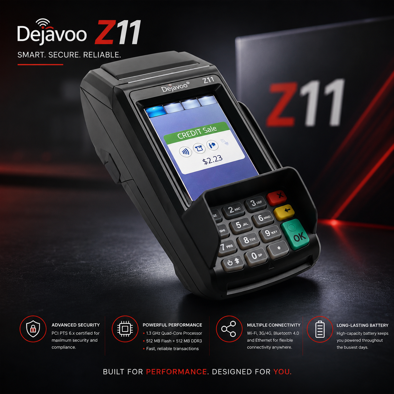 Dejavoo Z11 Tri-Comm Countertop Payment Terminal