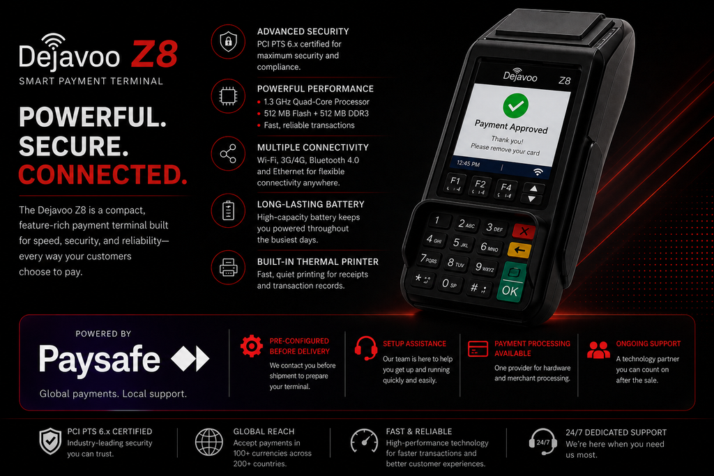 Dejavoo Z8 Tri-Comm Countertop Payment Terminal