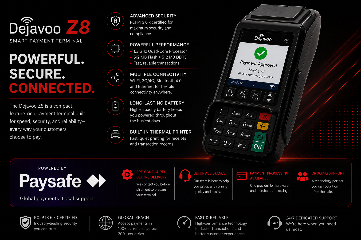 Dejavoo Z8 Tri-Comm Countertop Payment Terminal