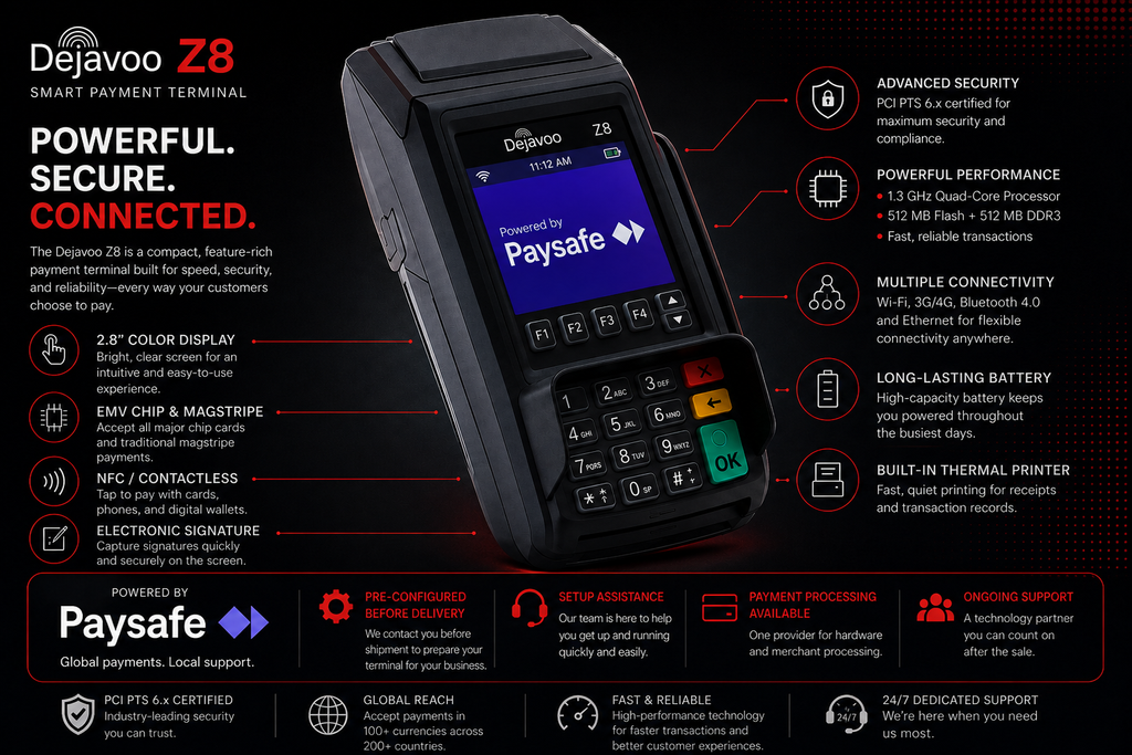 Dejavoo Z8 Tri-Comm Countertop Payment Terminal