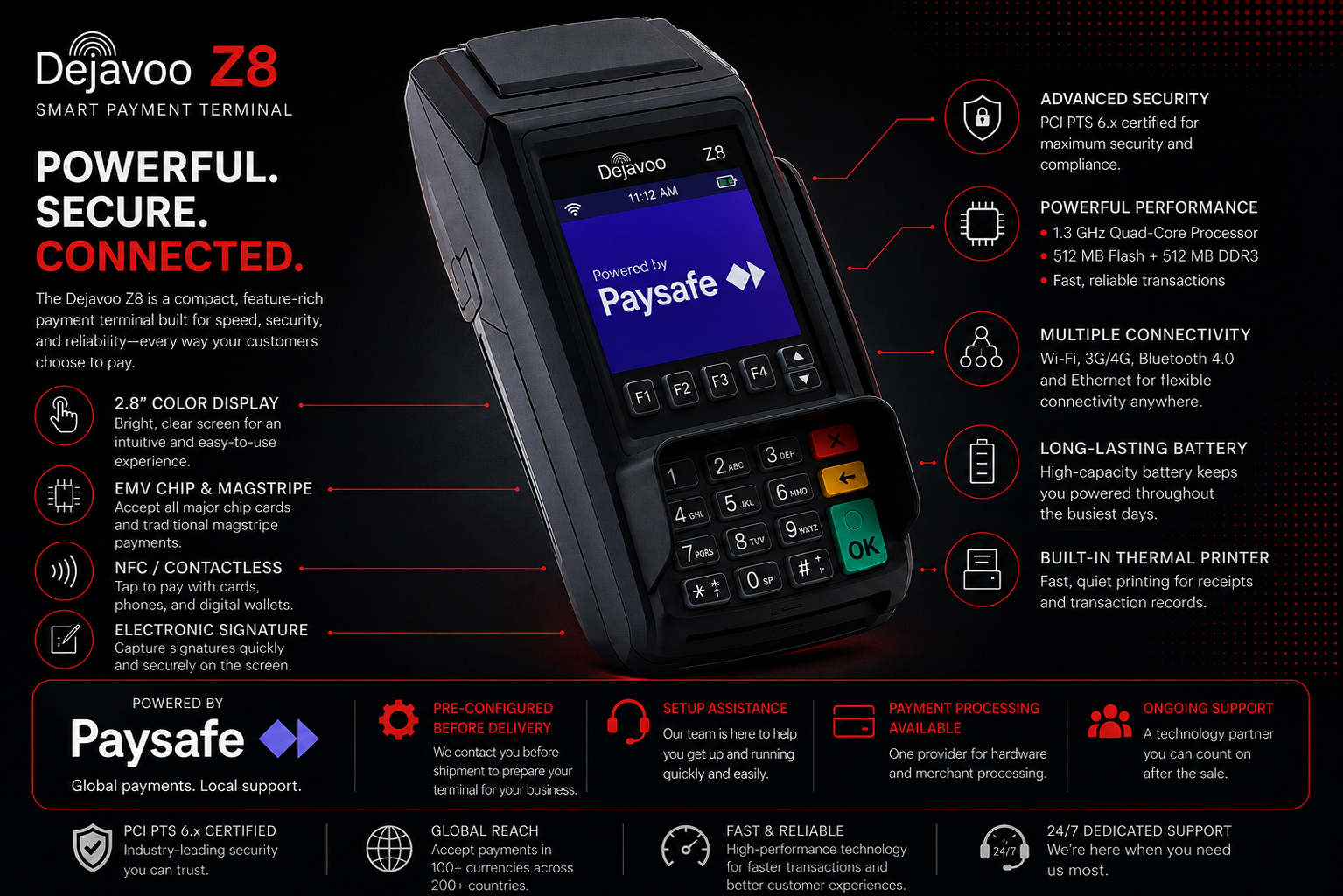 Dejavoo Z8 Tri-Comm Countertop Payment Terminal
